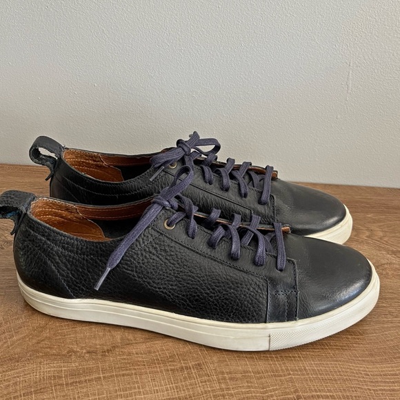 LD Leather Sergio L135 Black Leather Low Top Sneakers Men’s Size 11